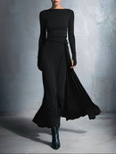 Celeste | Abito Maxi Drappeggiato con Dettaglio Asimmetrico