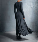 Celeste | Abito Maxi Drappeggiato con Dettaglio Asimmetrico
