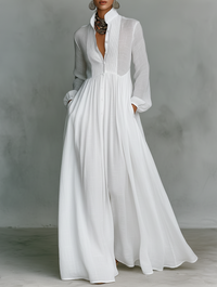 Allegra | Abito Maxi Minimal in Cotone & Lino con Dettagli Unici