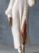 Aurora | Abito Midi Soft Touch con Spacco Laterale e Scollo a V