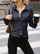 Tiziana | Blusa a Righe con Bottoni Donna