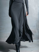 Celeste | Abito Maxi Drappeggiato con Dettaglio Asimmetrico