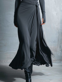 Celeste | Abito Maxi Drappeggiato con Dettaglio Asimmetrico